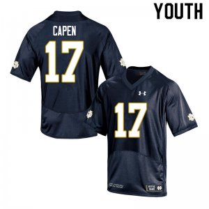 Notre Dame Fighting Irish Youth Cole Capen #17 Navy Under Armour Authentic Stitched College NCAA Football Jersey PHJ3599IL